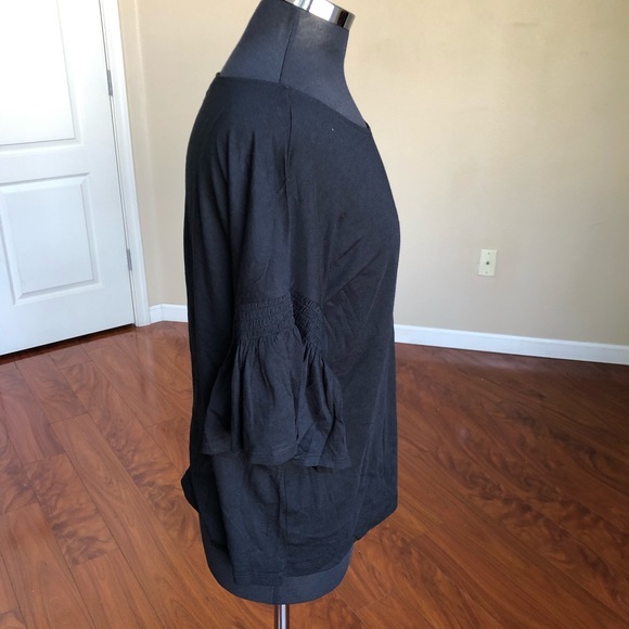 14th & Union Ruffle Sleeve Top in Black - Picture 2 of 9